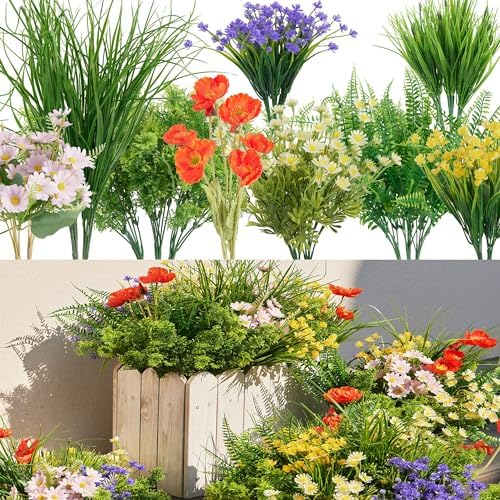 23Pcs UV Resistant Artificial Boxwood Plants for Home and Garden Decor