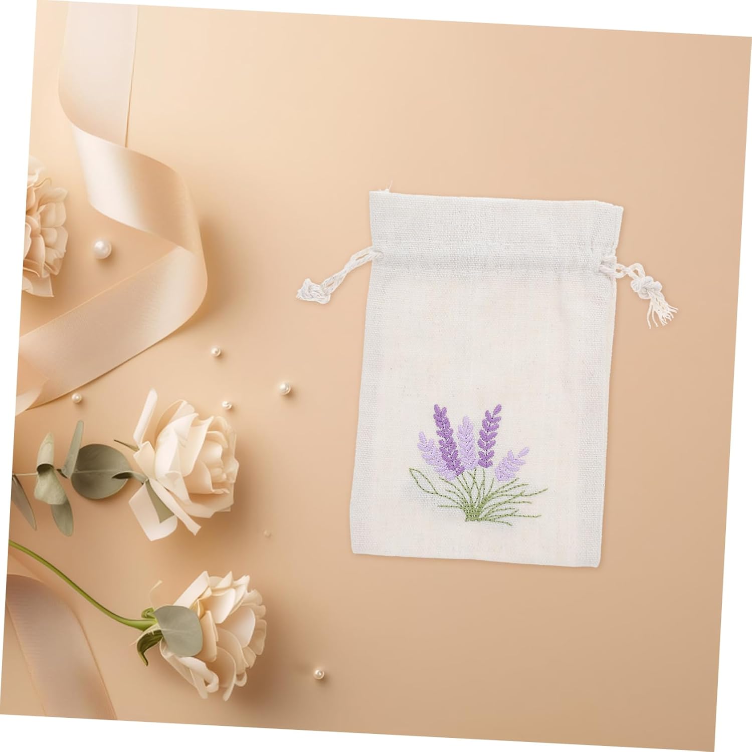 Cabilock 10pcs Lavender Muslin Scented Sachet Bags with Drawstring