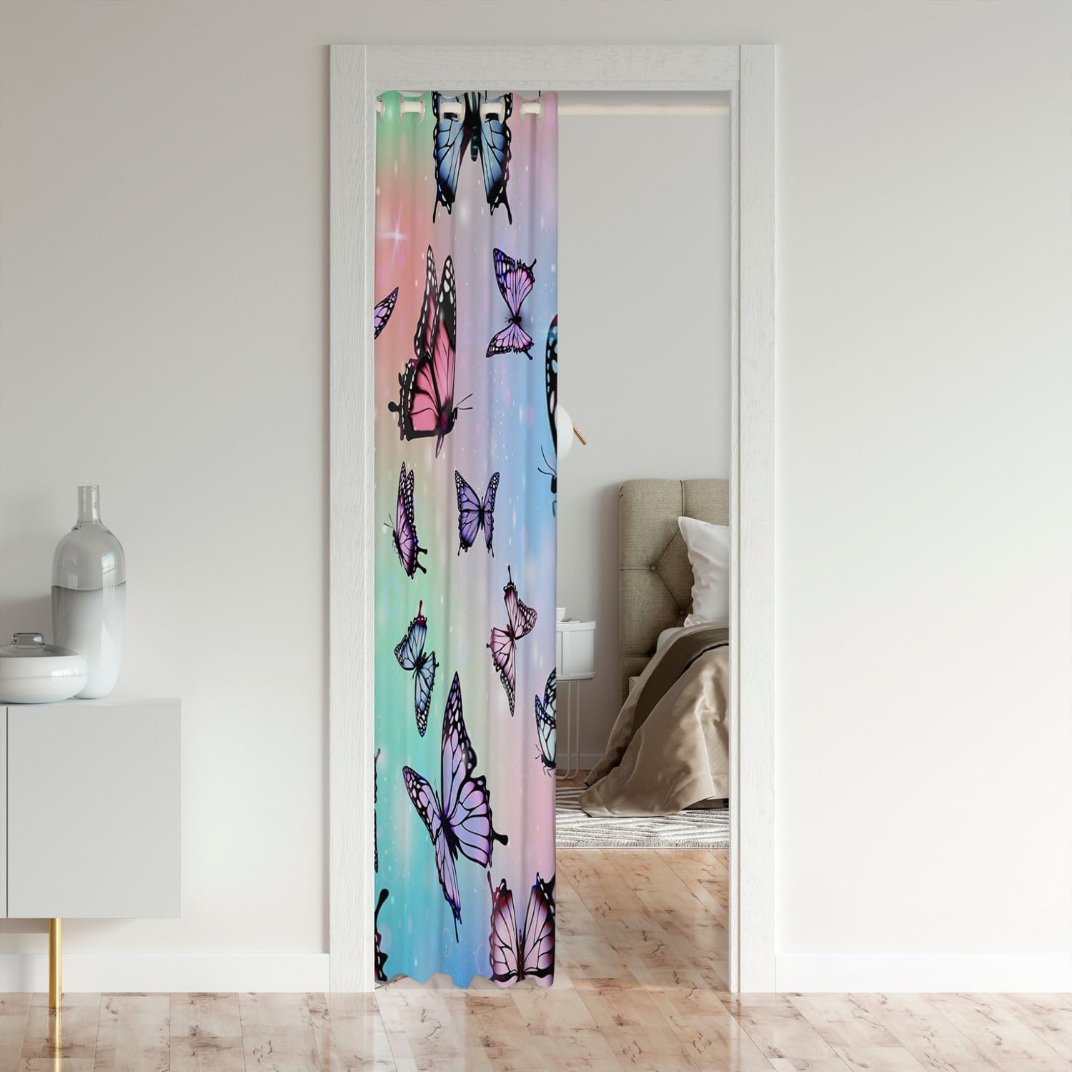 Jejeloiu Butterfly Door Curtain 42x80 Inch