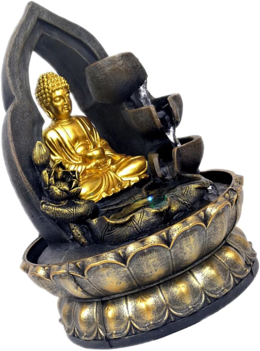 Buddha Statue Resin Tabletop Water Fountain Decor