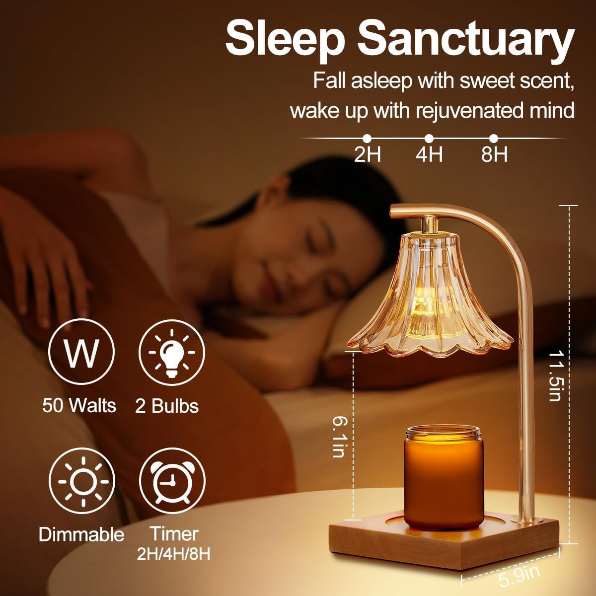 QENLAI Candle Warmer Lamp With Timer 2 4 8h Dimmable Safe Melt Warmers for Scented Wax