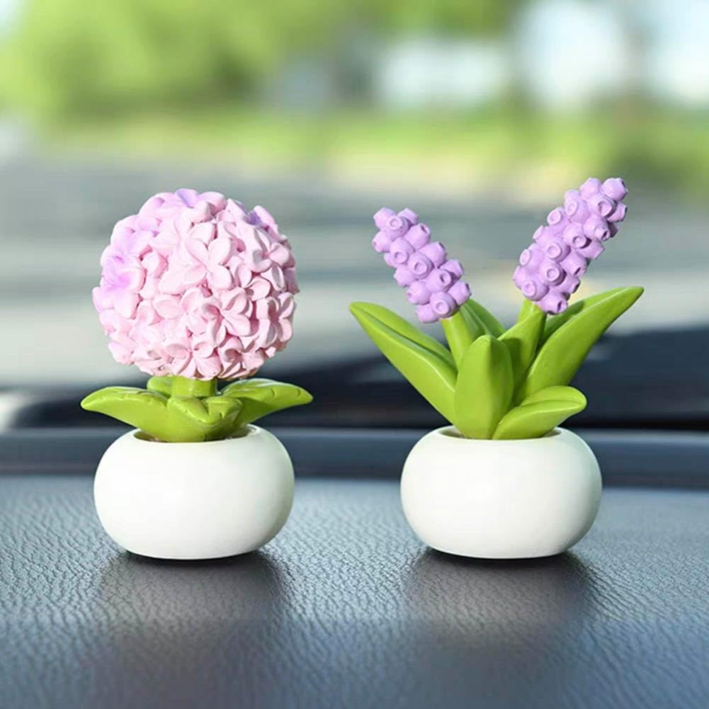 Magicherry Resin Hyacinth Flower with Pot Purple Decor