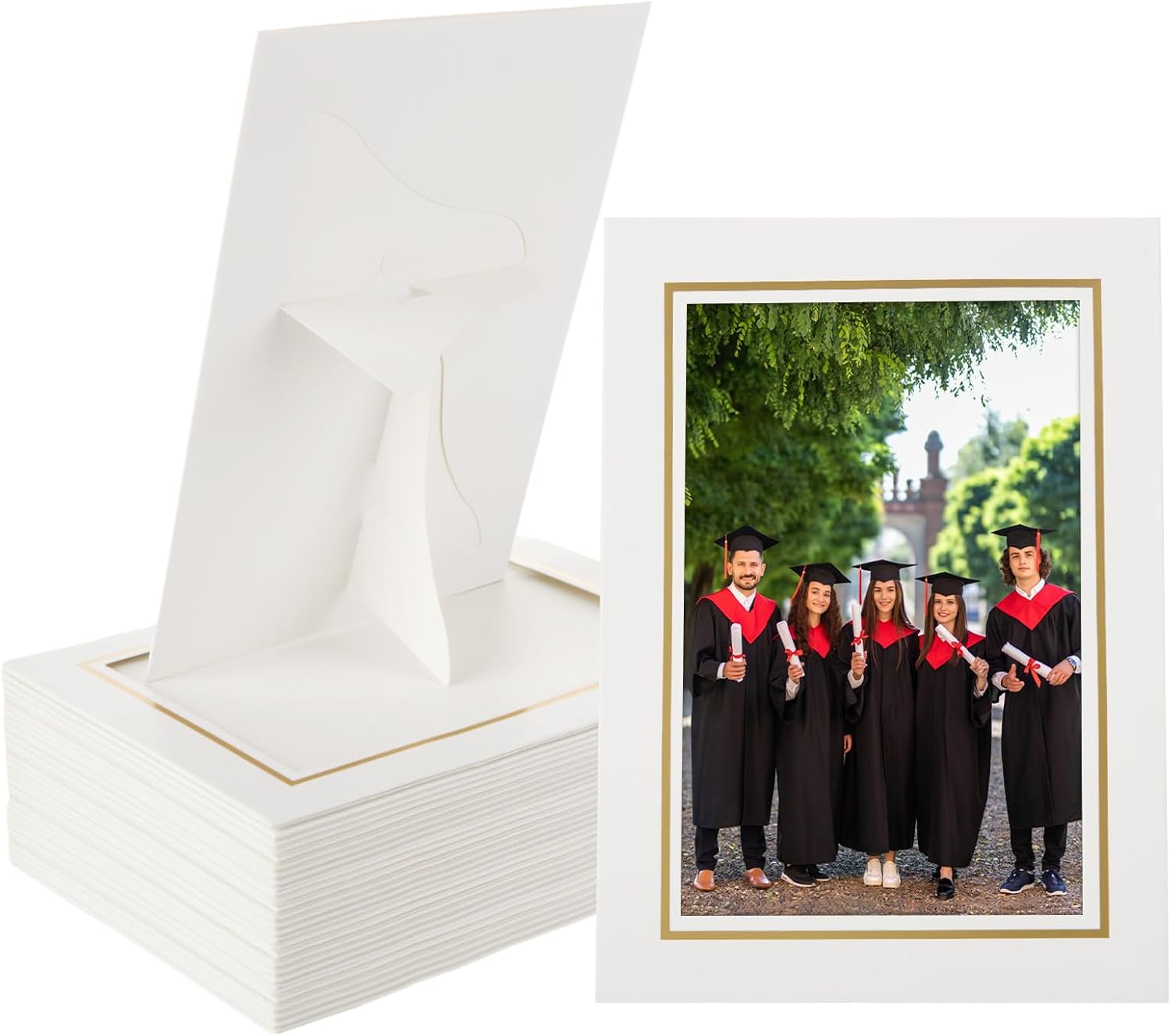 50Pcs White Paper Picture Frames 4x6 with Easel