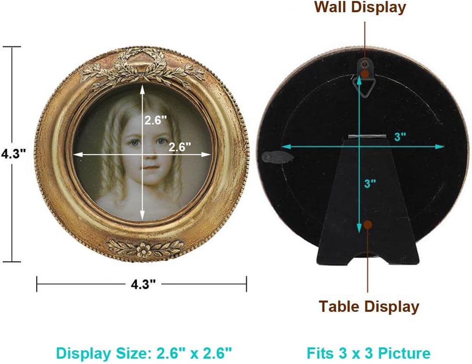 Small Vintage 3x3 Round Picture Frame