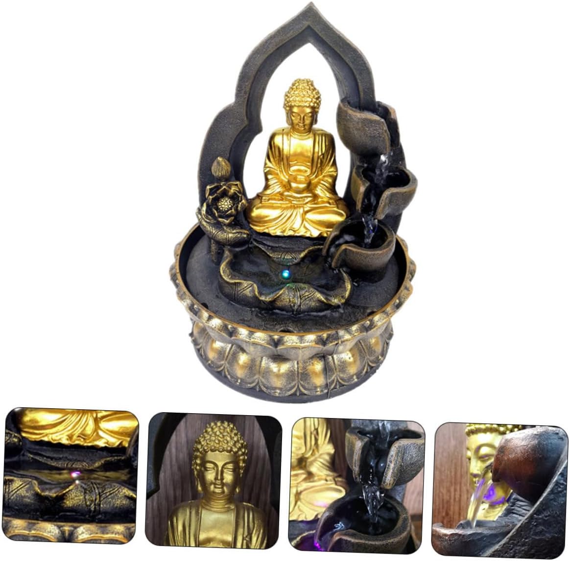 Buddha Statue Resin Tabletop Water Fountain Decor