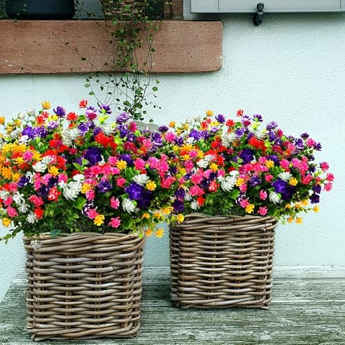 Artificial Plants Flowers for Outdoors 12 Bundles