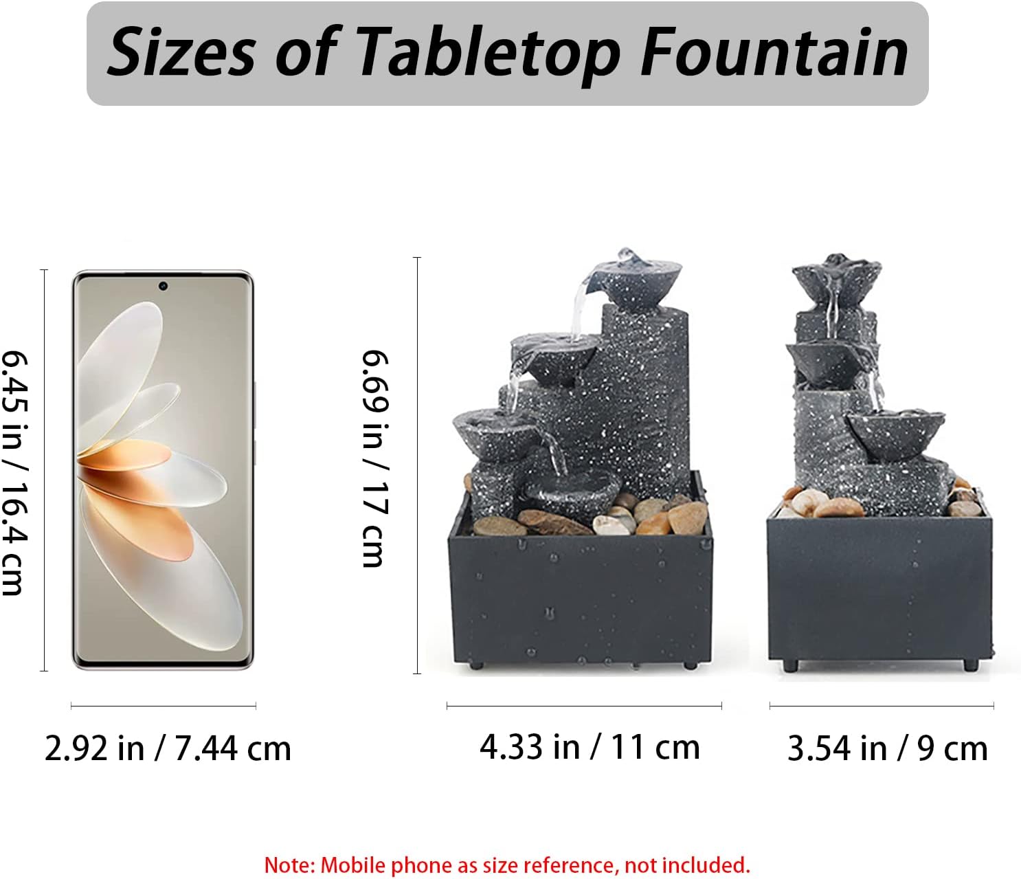 GWZiehory 4-Tier Tabletop Water Fountain for Home Office Relaxation