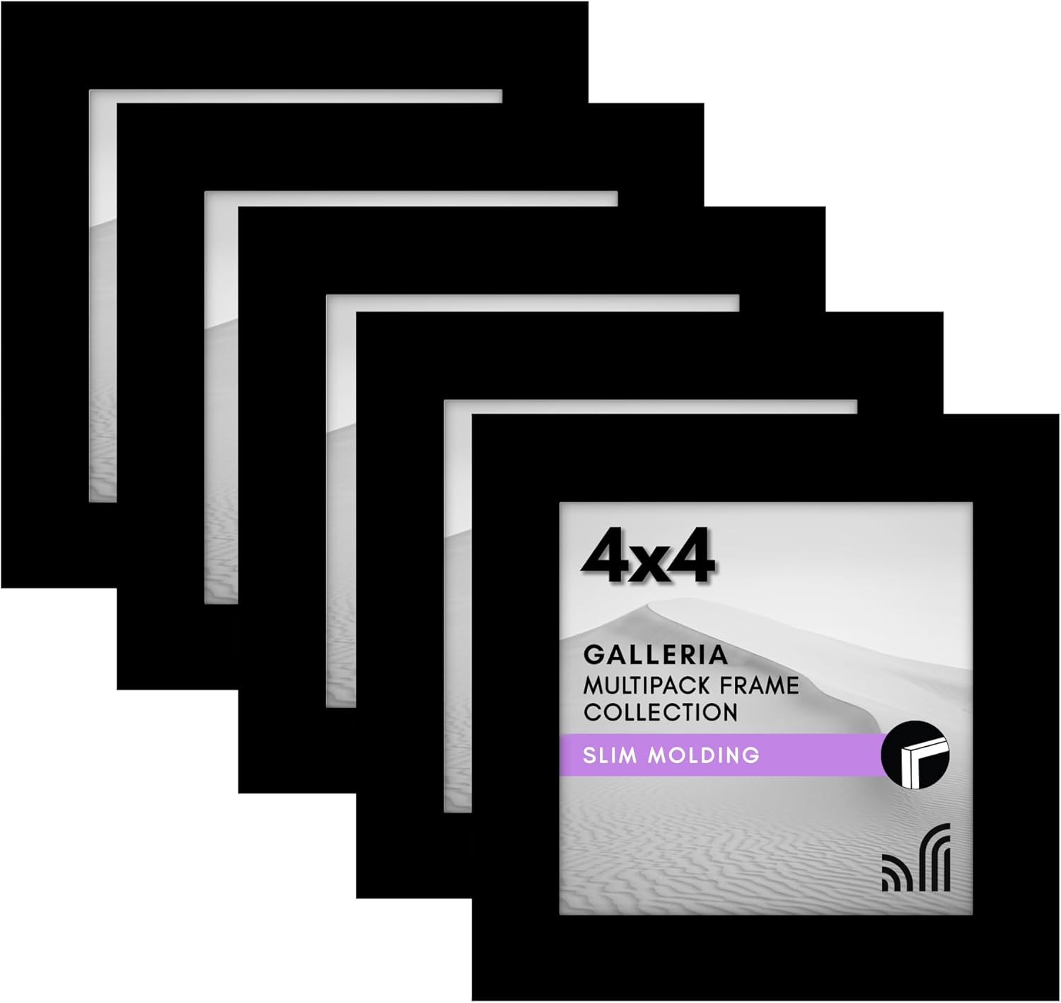 Americanflat 4x4 Picture Frame Set of 5 Black