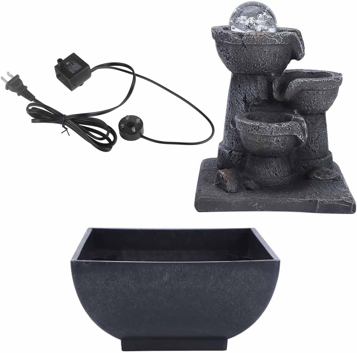 LED Tabletop Fountain with Waterfall and Ball for Home Office Decor