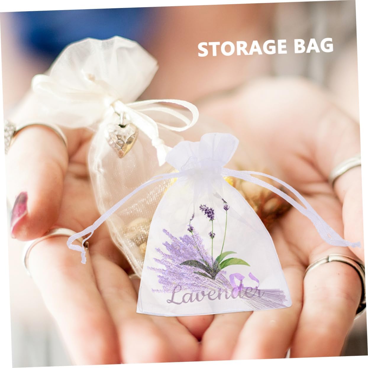 VOSAREA Lavender Dried Sachet Bags 50pcs Drawstring Pouches for Home Fragrance