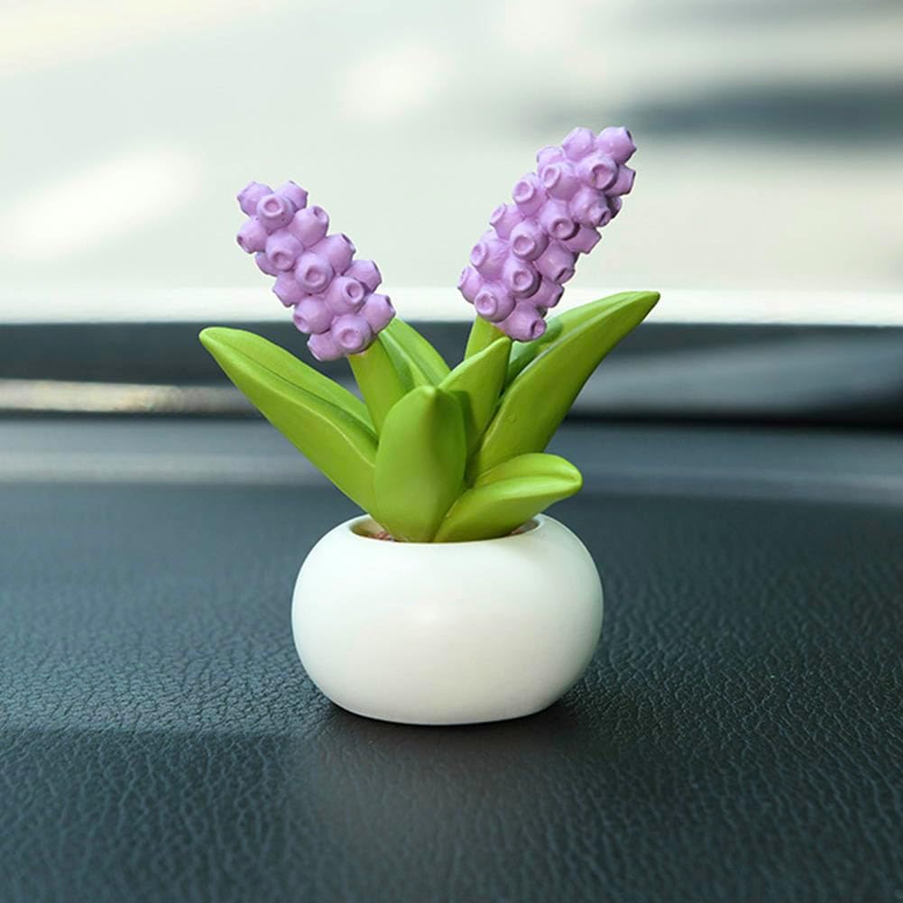 Magicherry Resin Hyacinth Flower with Pot Purple Decor
