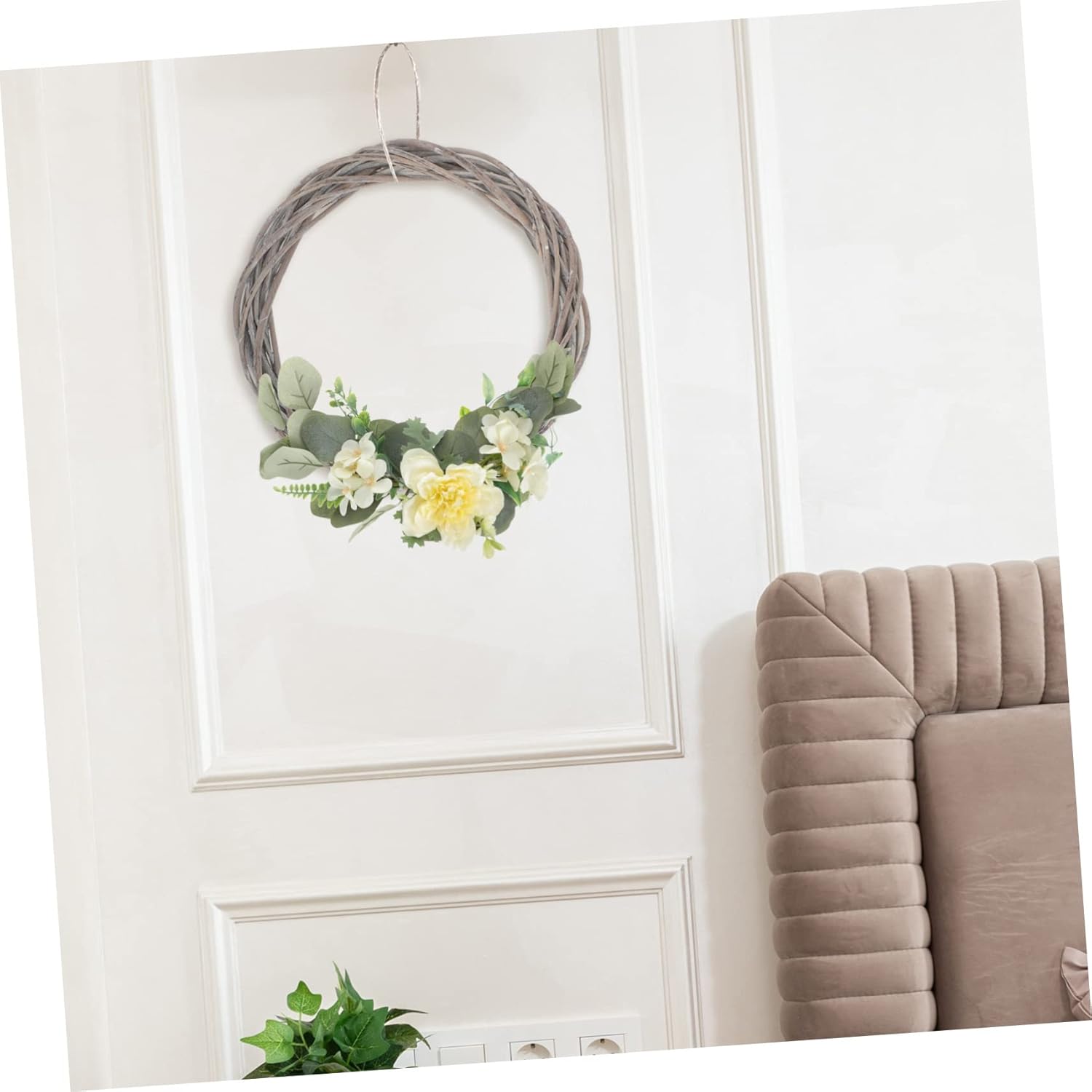 2pcs Rattan Garland DIY Wreath Door Hanger Christmas Decor Prop