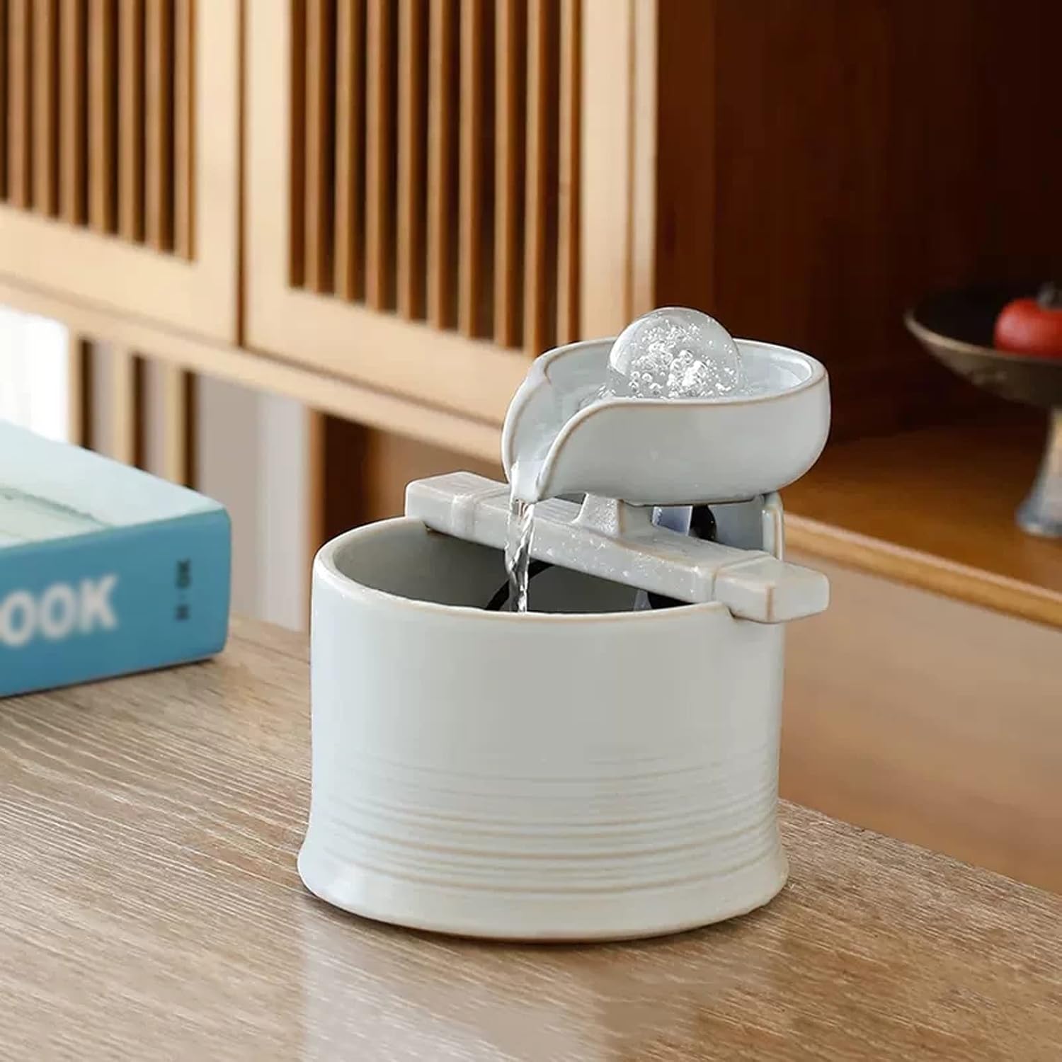 JOYNOW Tabletop Fountain Mini Ceramic Indoor Fountain