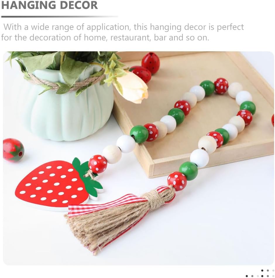 Jojofuny 2pcs Strawberry Beaded Garland Tassels Wall Hanging Decor