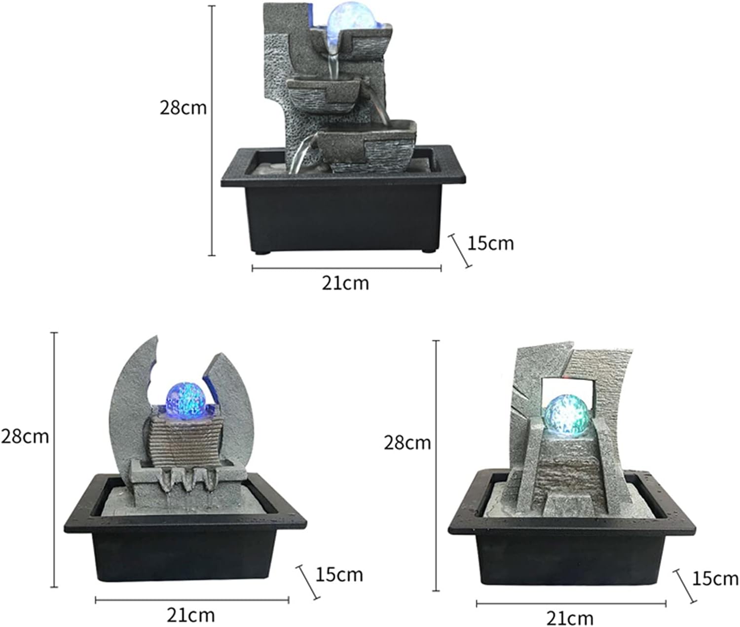 HASMI Tabletop Fountain with LED Crystal Ball for Office and Home Decor