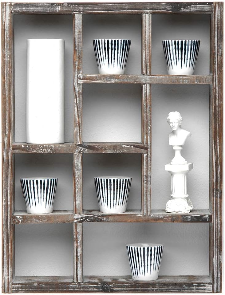 Rustic Multi-Slot Shelf Cube Display 9 Compartment