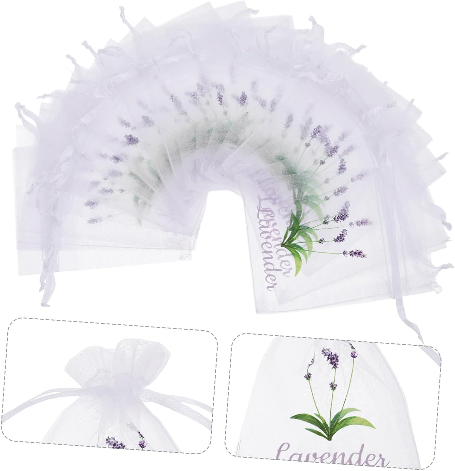 StobaZA 20pcs Lavender Sachet Bags Empty Drawstring Pouches for Storage and Home Organization