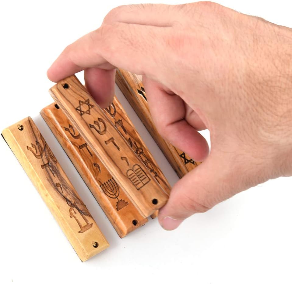 Peer Hastam Olive Wood Mezuzah Cases Set of 5