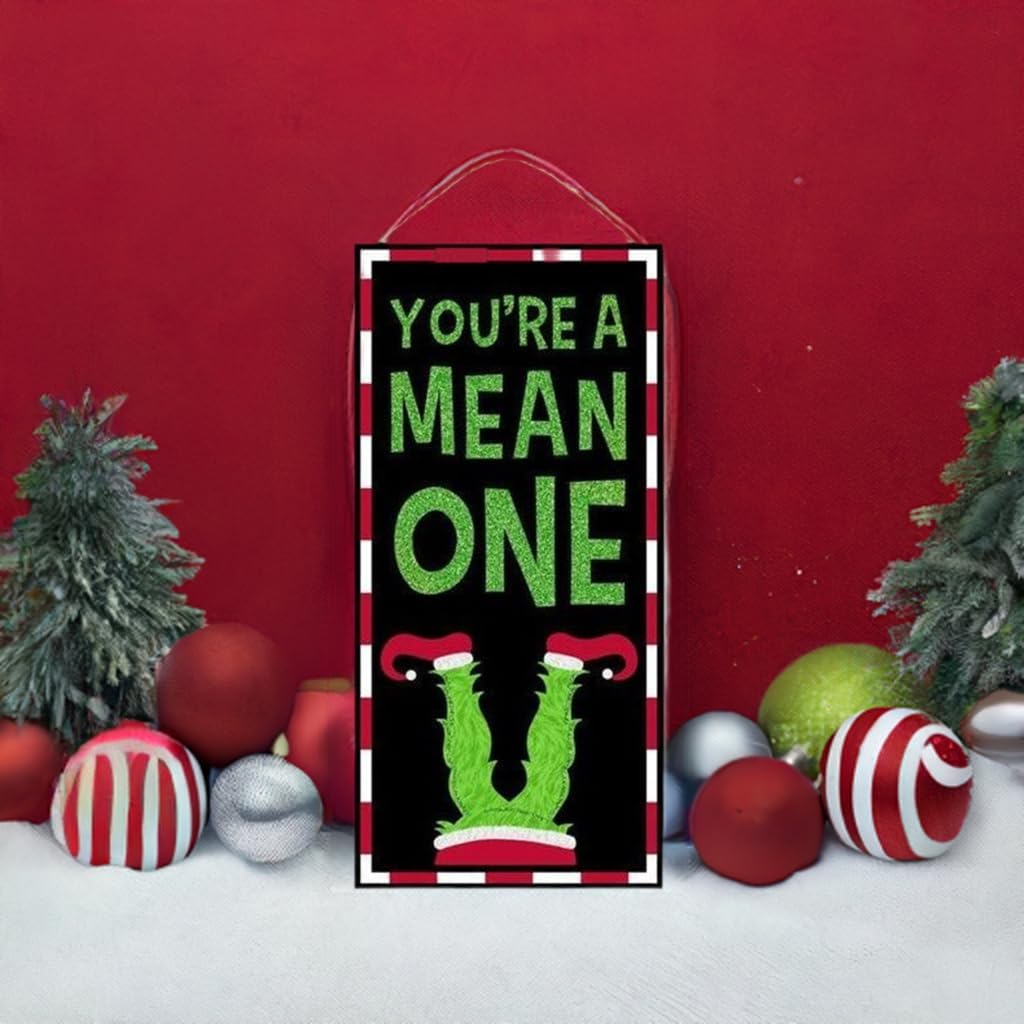 12 Inch Youre A Mean One Wooden Christmas Monster Wall Door Hanger