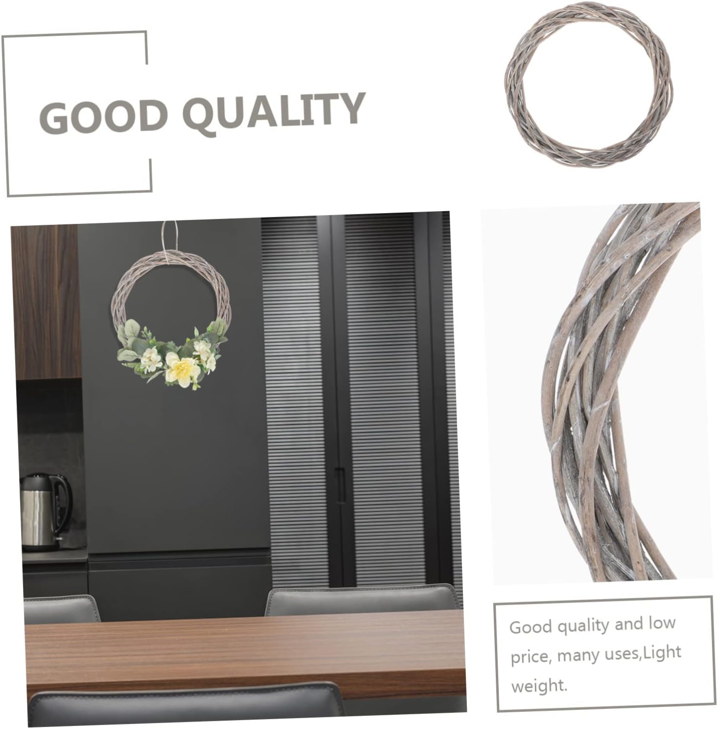 Luxshiny 2pcs Christmas Woven Rattan Decoration Wreath Prop