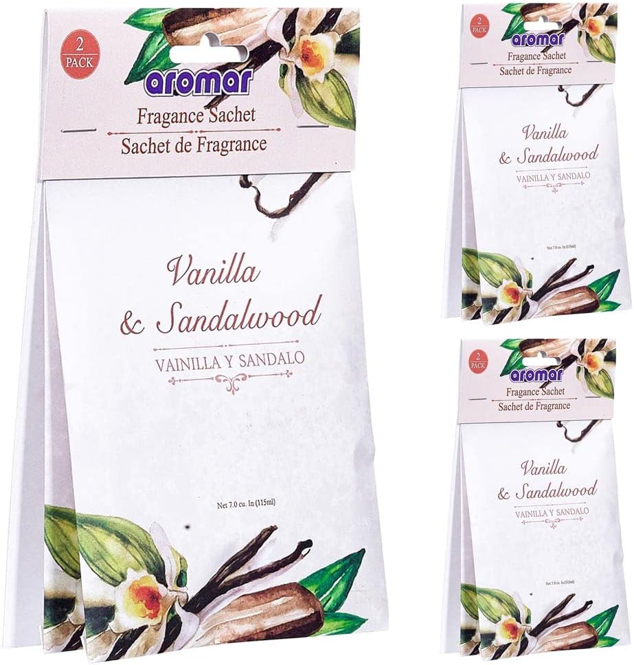 6 Pack Vanilla Sandalwood Scented Sachets for Home and Closet