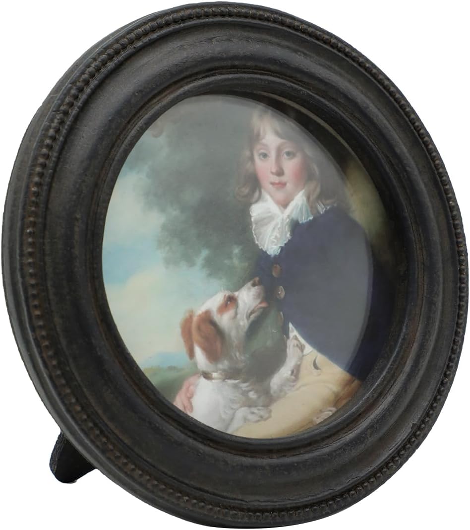 3x3 Small Vintage Round Picture Frame Mini Antique Black Grey Ornate Artistic Display Frame