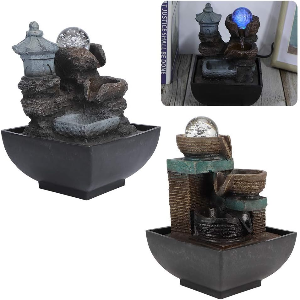 Zerodis Water Fountain Indoor LED Tabletop Fountain Decoration Gift