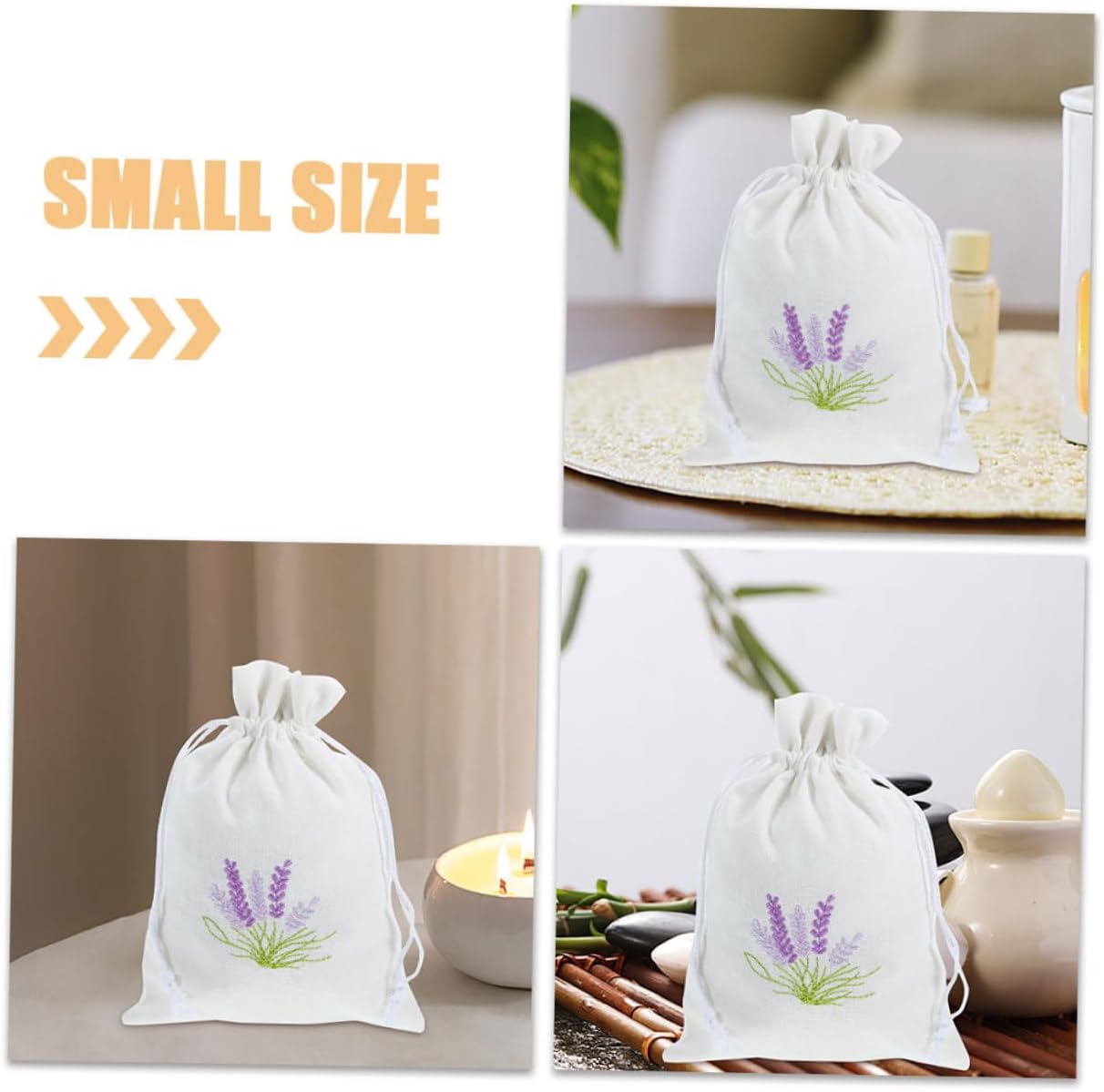 HEALLILY 5pcs Decorative Drawstring Lavender Scented Pouches