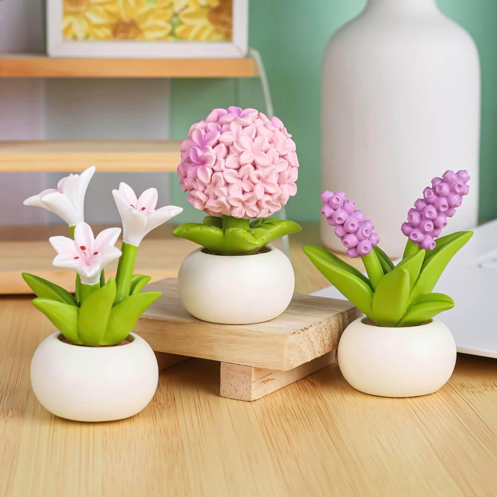 Magicherry Resin Hyacinth Flower with Pot Purple Decor