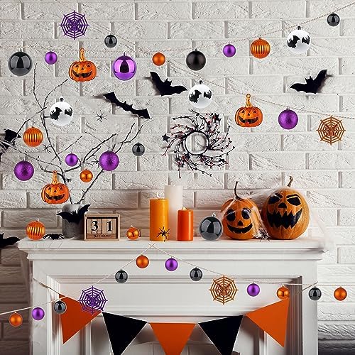 61 Piece Halloween Ball Ornaments Set for Tree Shatterproof Decorative Hanging Halloween Home Decor Indoor with Loop