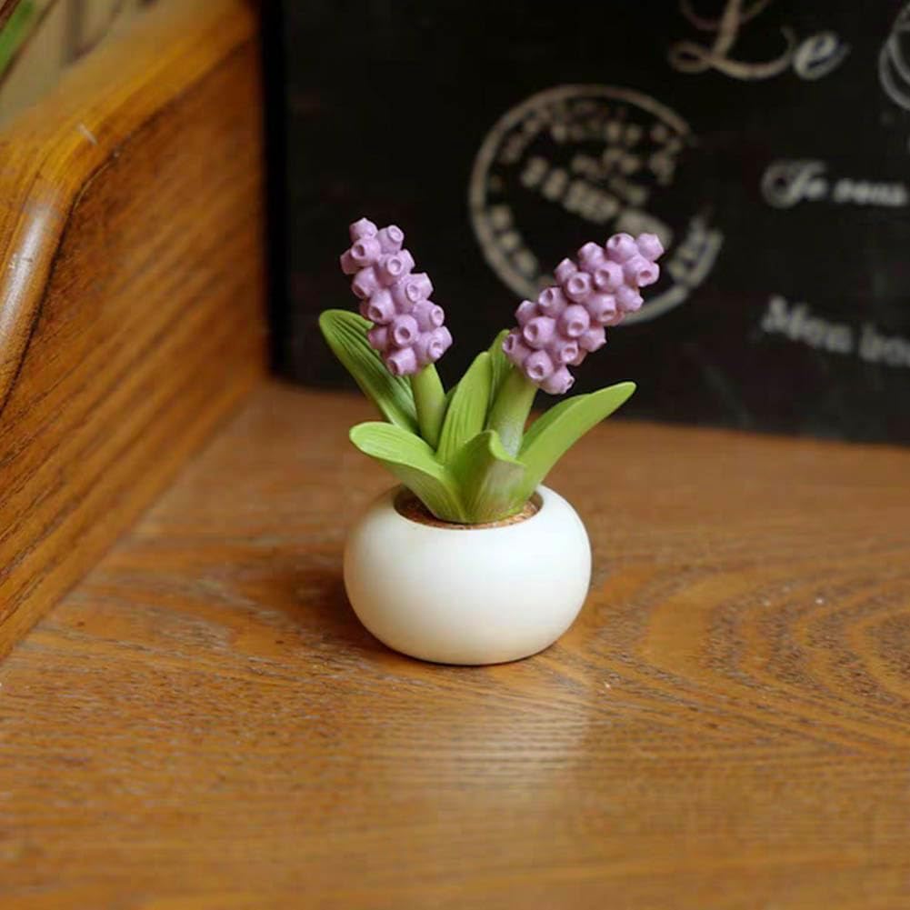 Magicherry Resin Hyacinth Flower with Pot Purple Decor