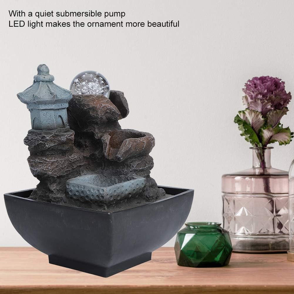 Zerodis Water Fountain Indoor LED Tabletop Fountain Decoration Gift