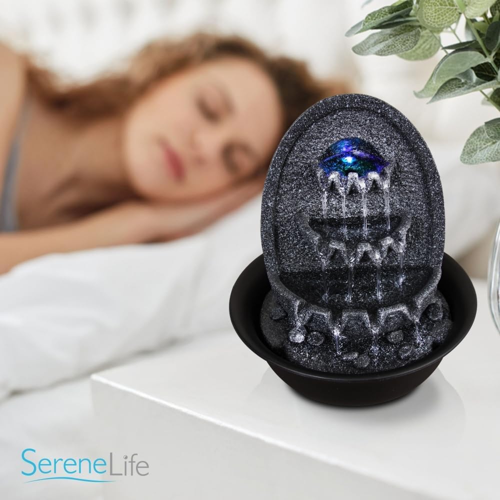 SereneLife 3-Tier Desktop Electric Fountain with LED Lighting