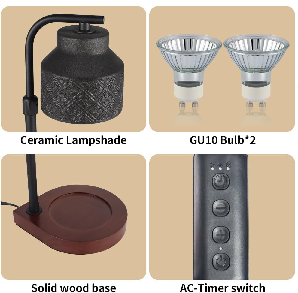 Dimmable Candle Warmer Lamp with Timer and Adjustable Height