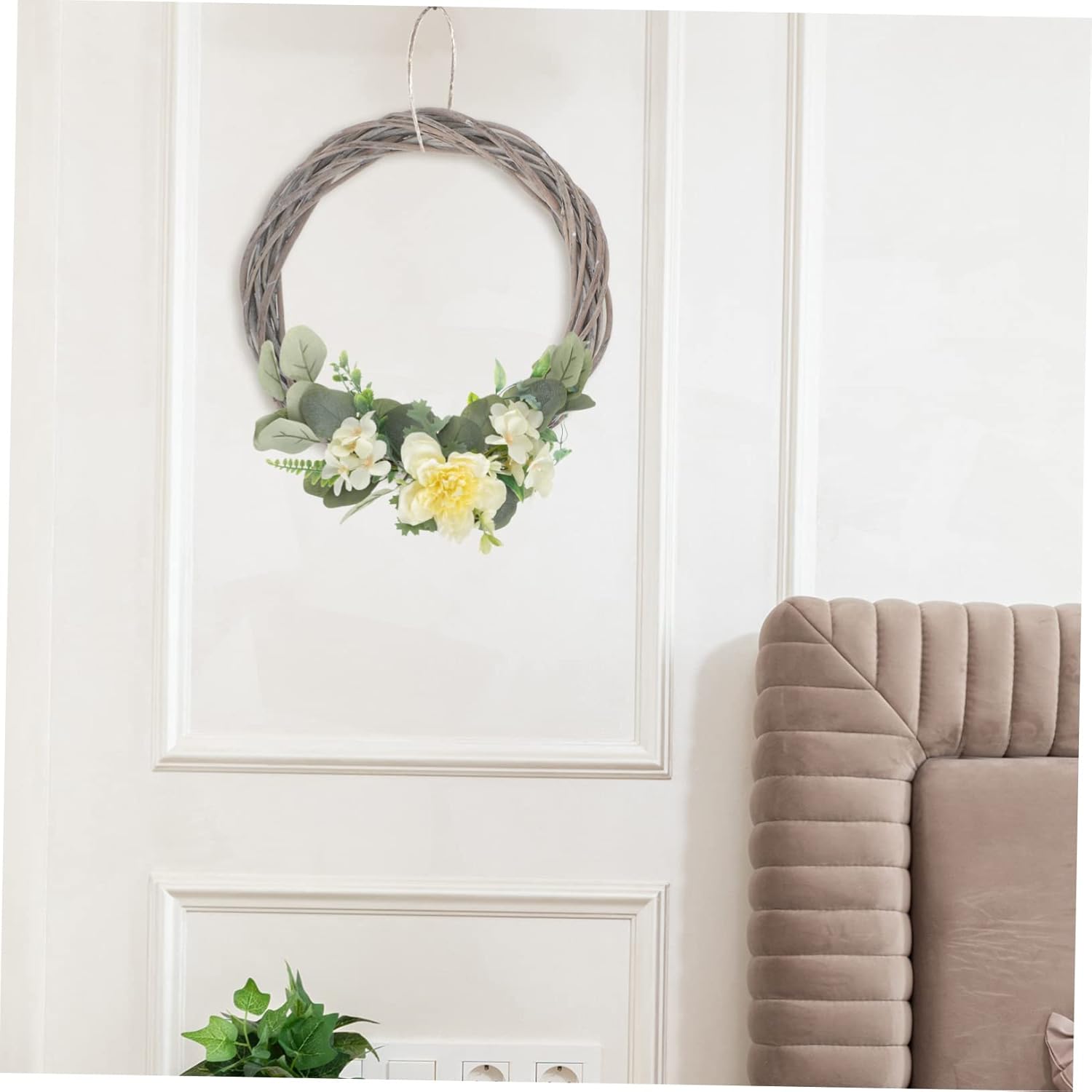 2pcs Woven Rattan Christmas Wreaths for Wall and Door Decor