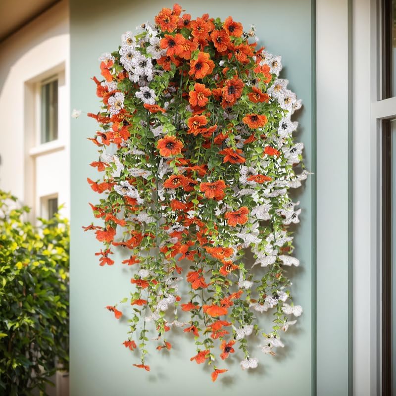 4 PCS Artificial Hanging Flowers for Outdoor Decor