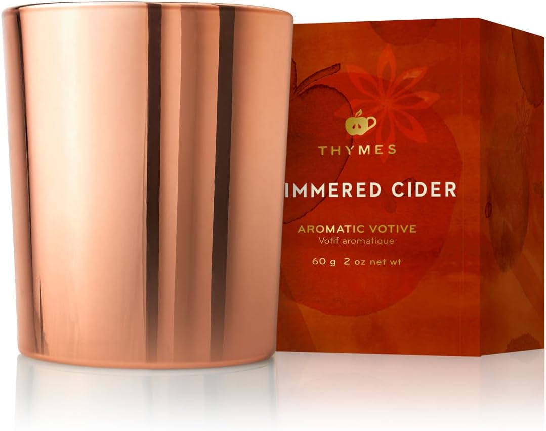 Thymes Simmered Cider Scented Candle - Rose Gold Jar 2 oz