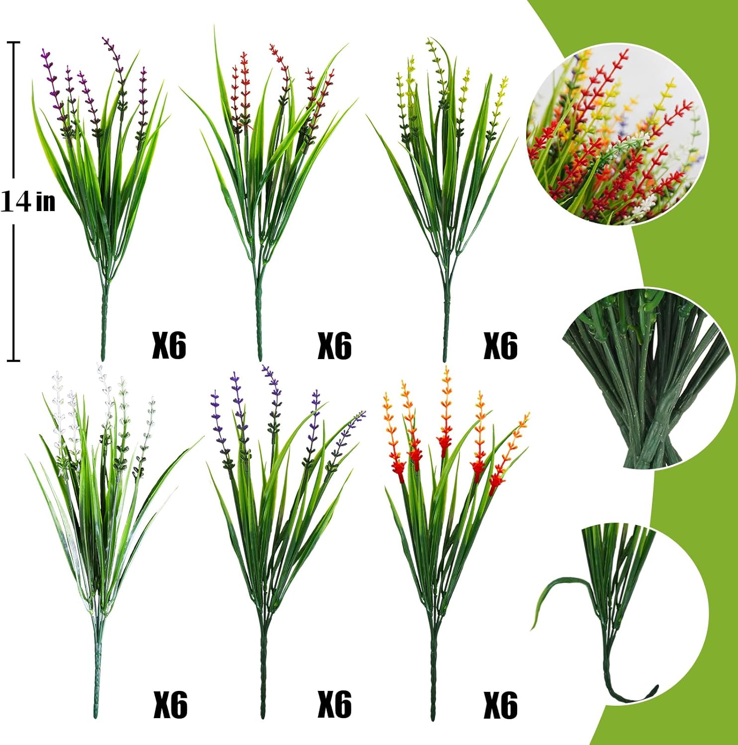 36 Pcs Artificial Plants Outdoor with UV Resistance