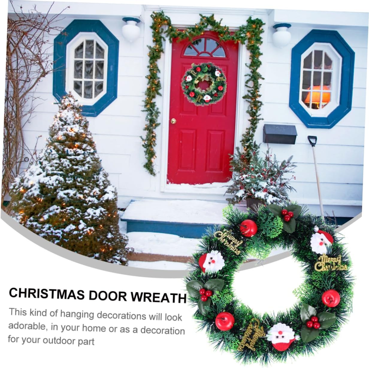 Cabilock Christmas Wreath Door Hanger Garland Snowman Decor for Wall and Party