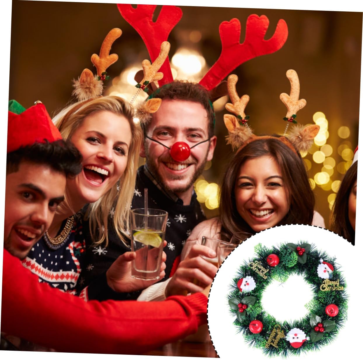 Cabilock Christmas Wreath Door Hanger Garland Snowman Decor for Wall and Party