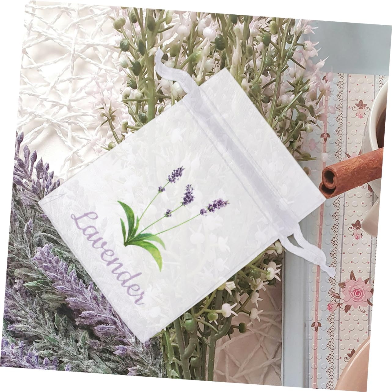 50pcs Lavender Sachet Bags Empty Drawstring Pouches Small Mesh Storage Bags for Dried Flowers Spices