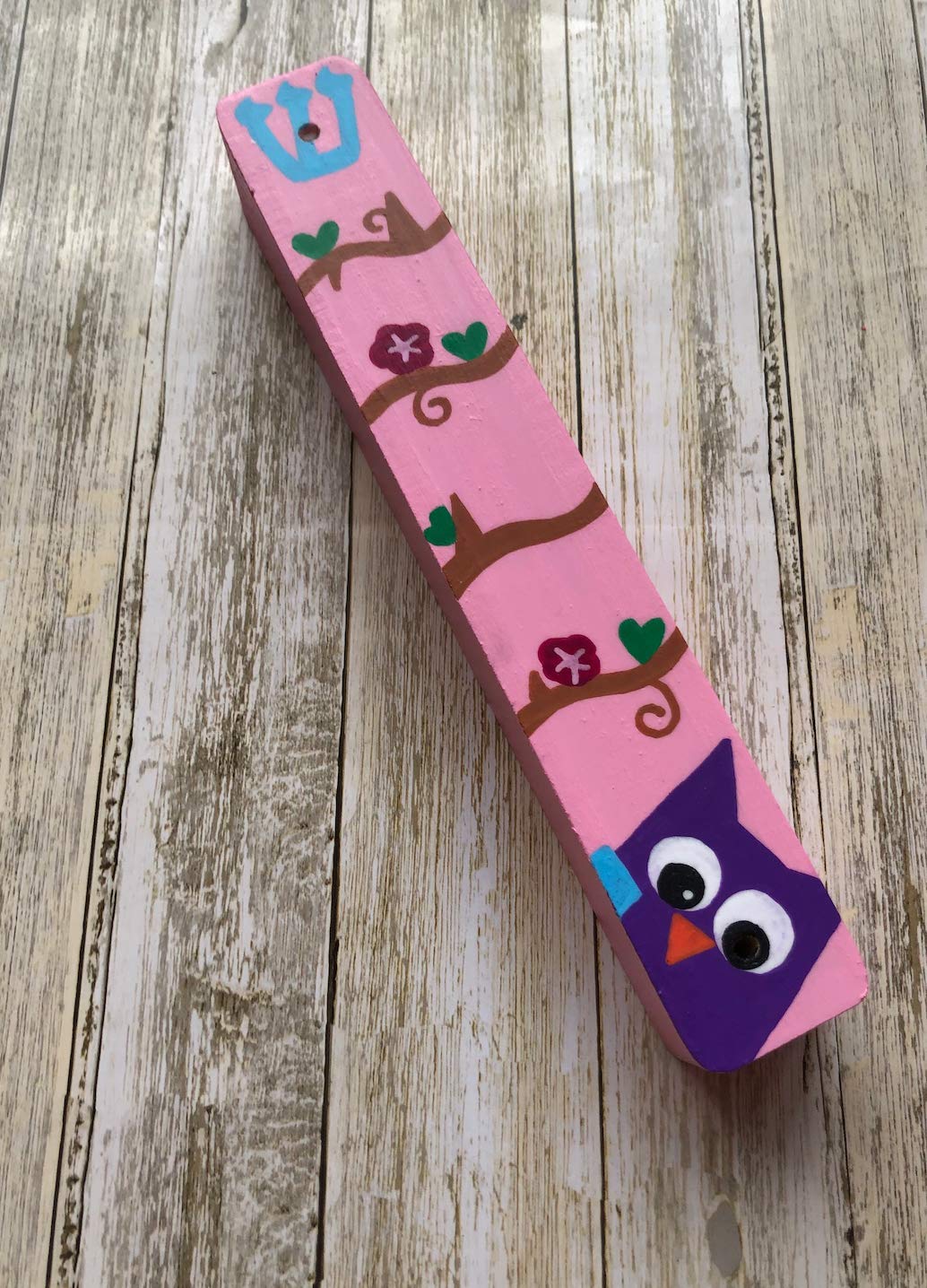 Lea Joelle Handmade Hamsa and Mezuzah Owl Blessing Pink