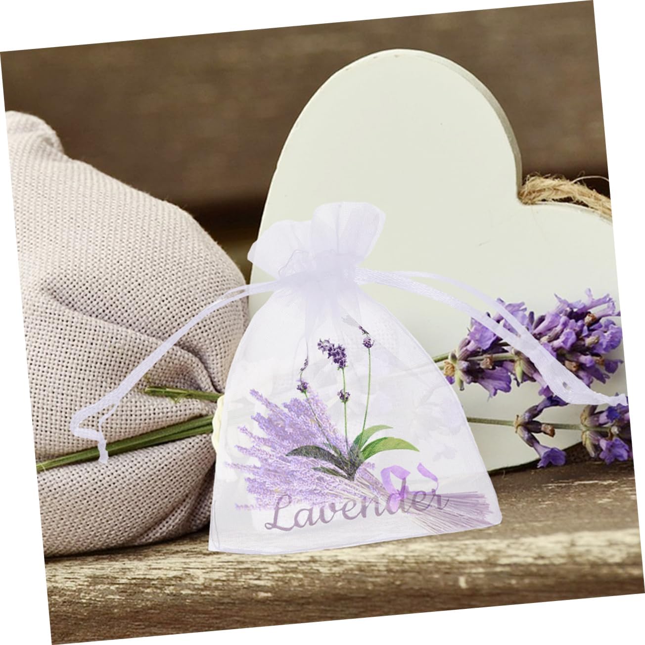 OUNONA Mesh Drawstring Pouches 50pcs Empty Sachet Bags for Lavender Flowers
