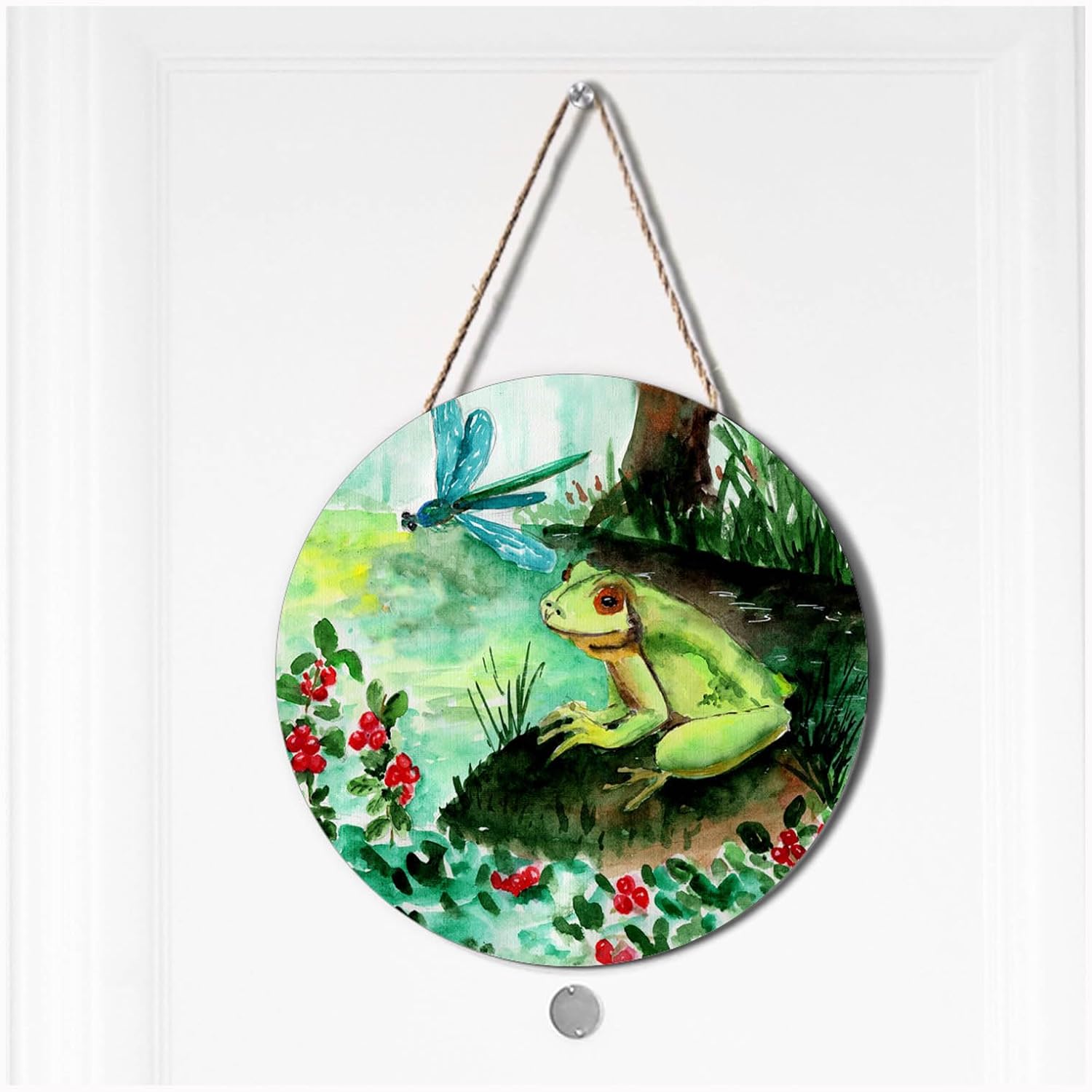 Welcome Sign Frog Door Decor Wreath Hanger