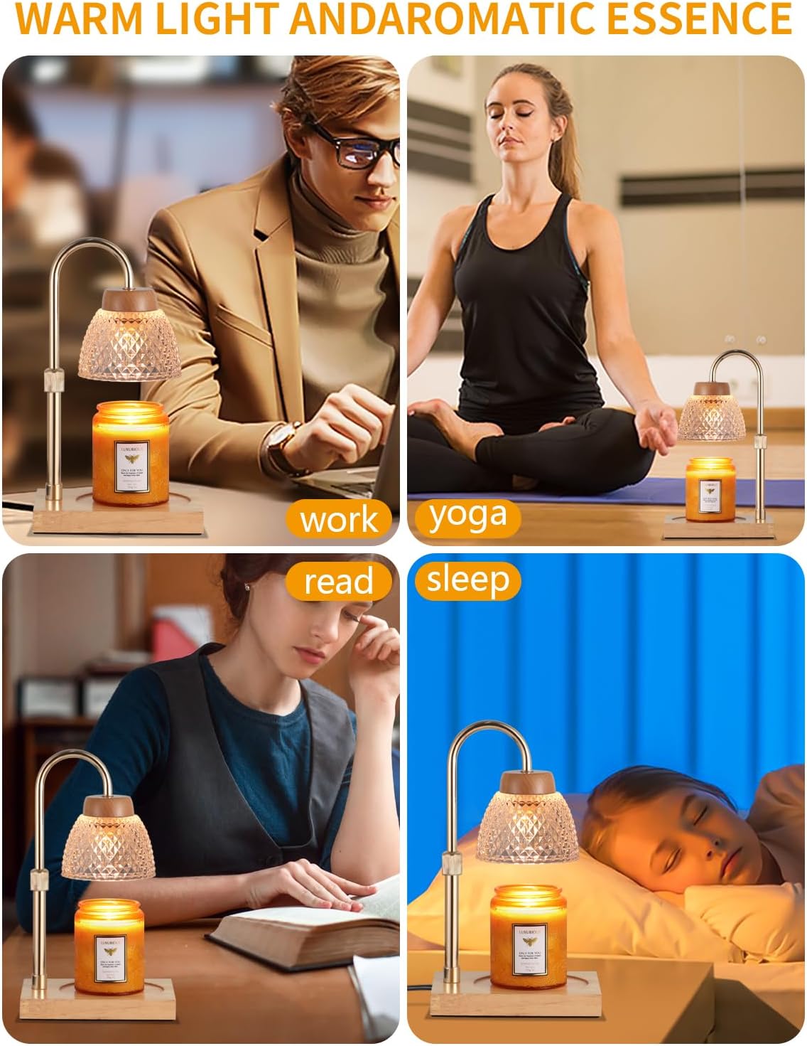 Dimmable Candle Warmer Lamp with Timer and 2 Bulbs