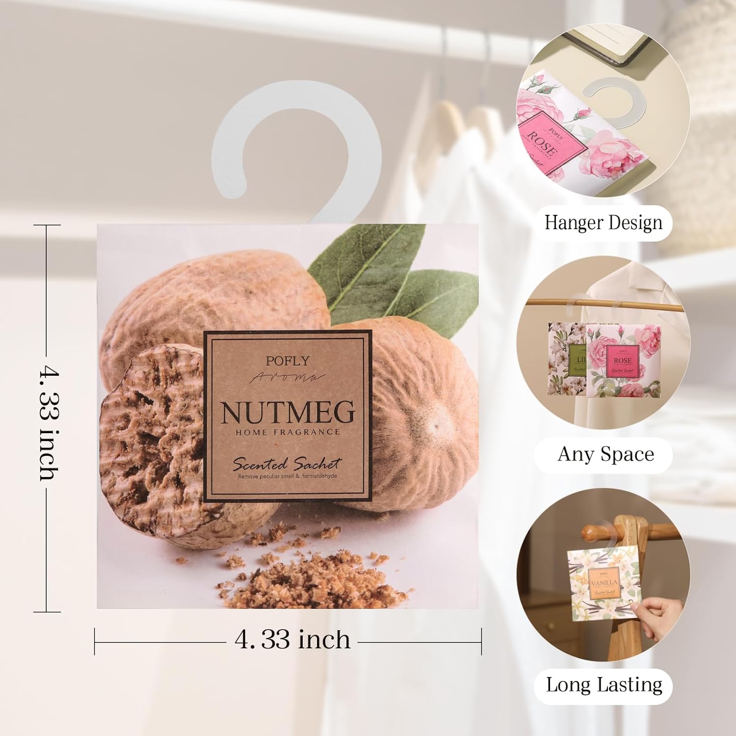 12 Pack Nutmeg Scented Sachets for Home Freshness
