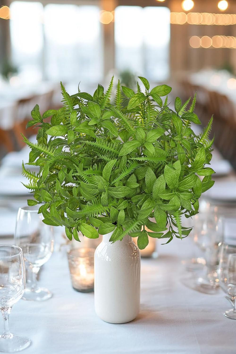 Artificial Fern Mint Leaves Stems Set 5pcs Realistic UV Resistant Decor Plants