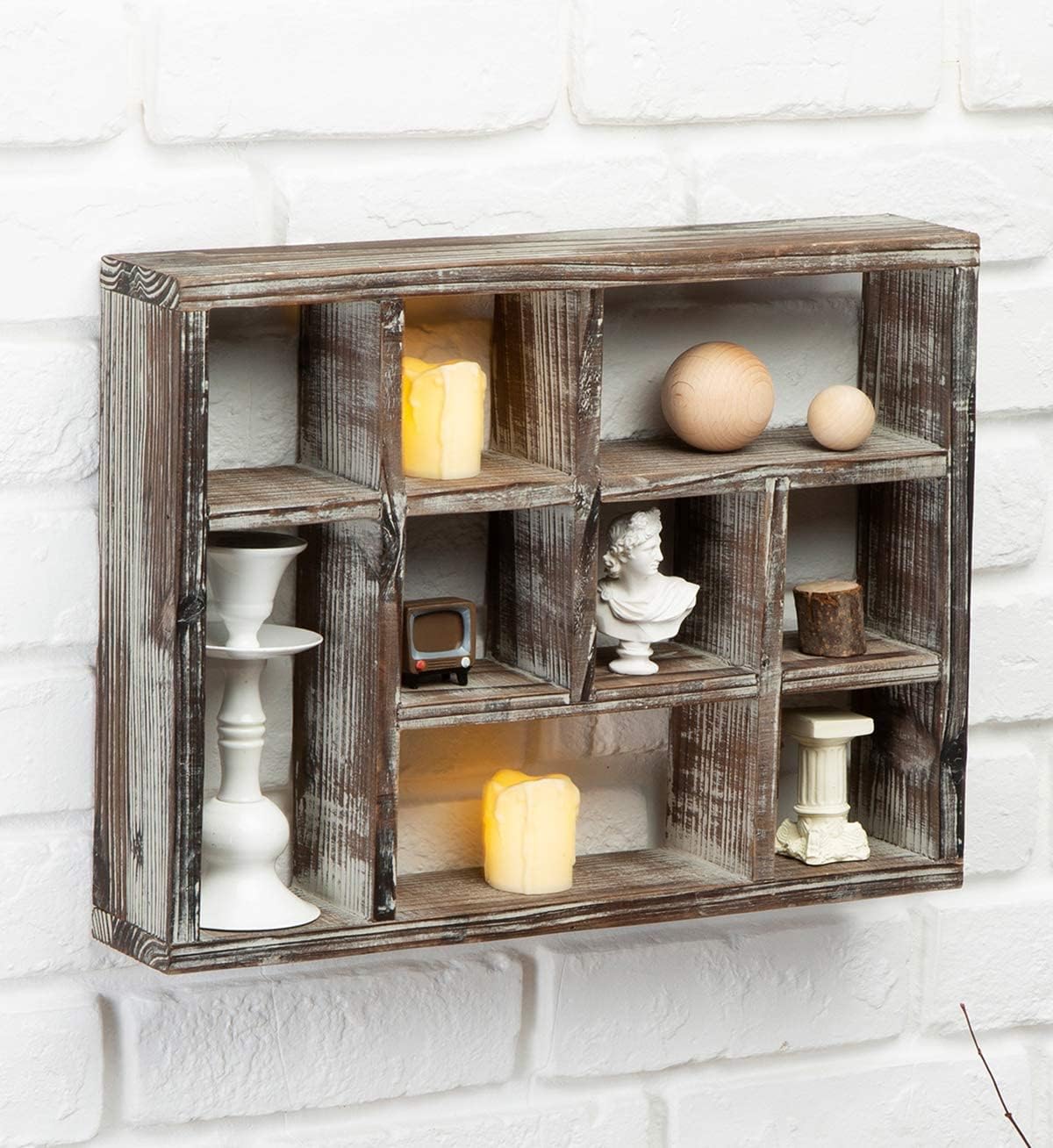 Rustic Multi-Slot Shelf Cube Display 9 Compartment