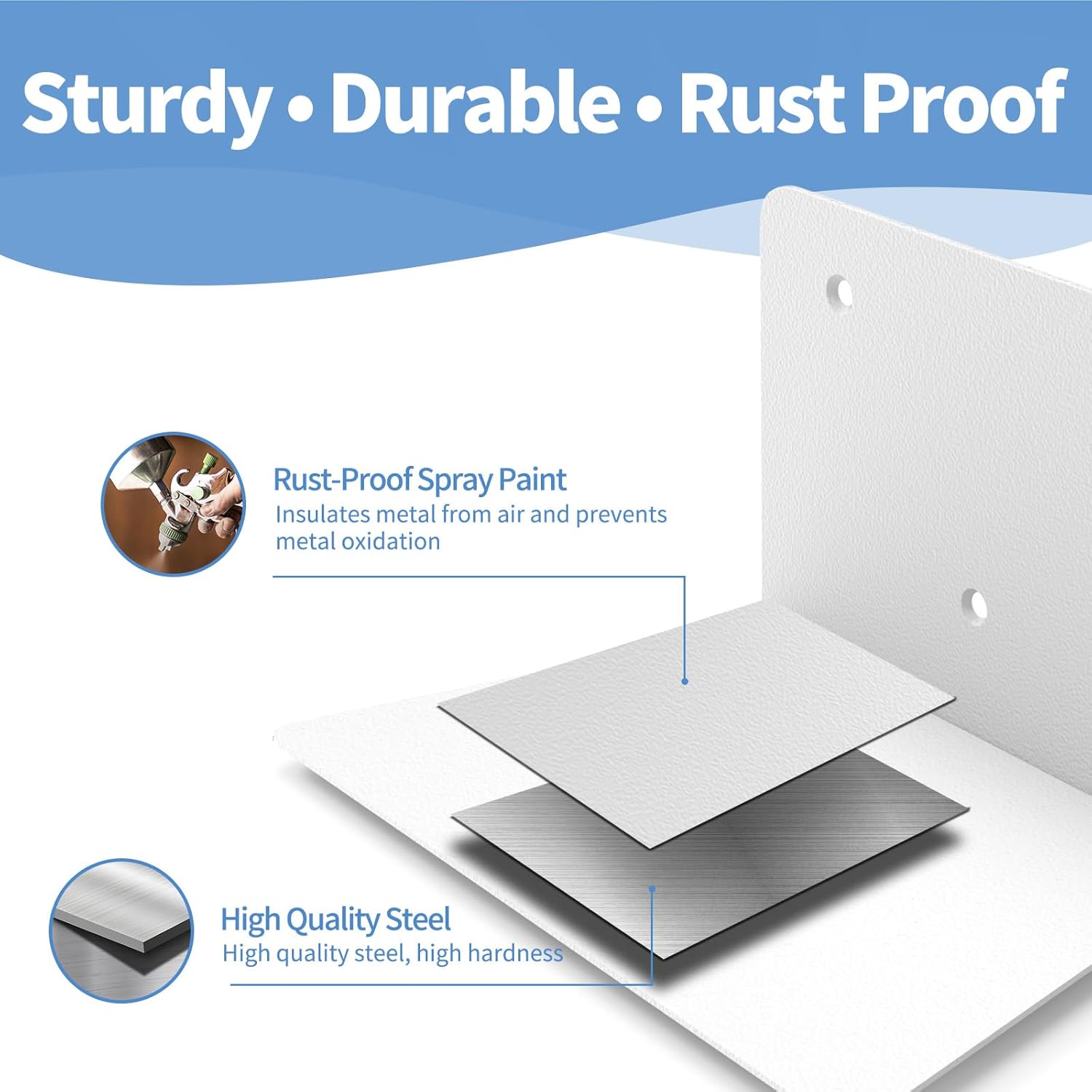 FENTEC 6 Pack Floating Bookshelf Wall Mount White