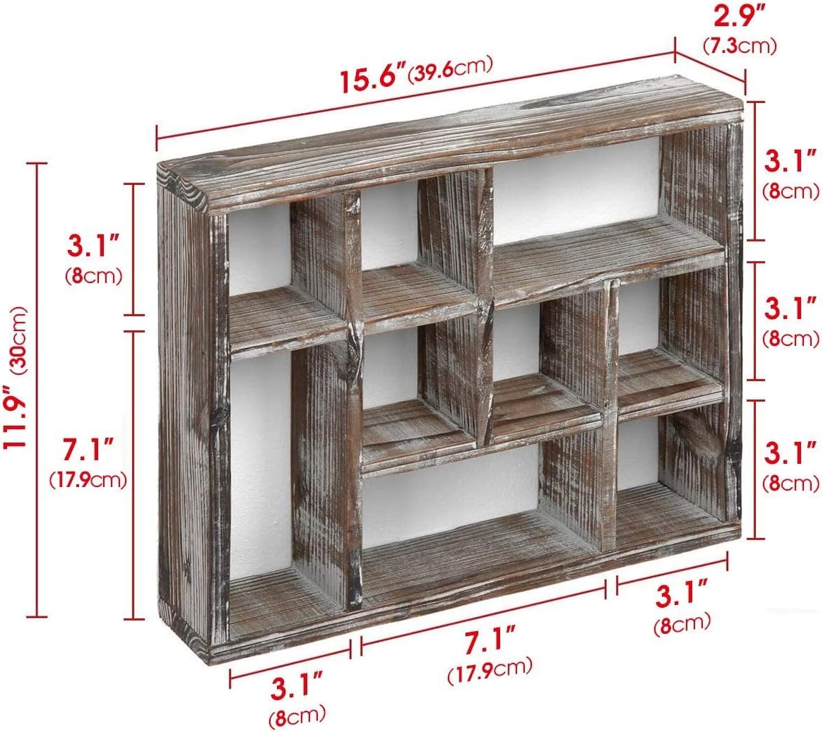 Rustic Multi-Slot Shelf Cube Display 9 Compartment